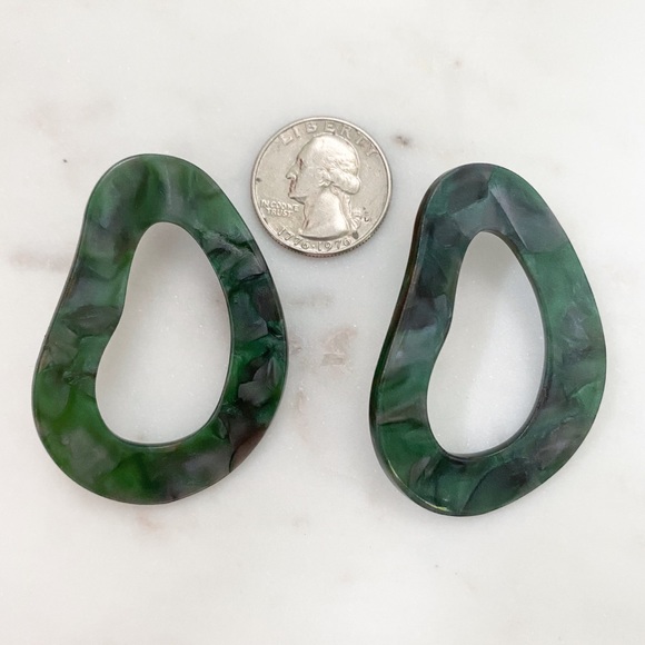 "Larsen" Earrings || Green Geometric Statement - Picture 6 of 11